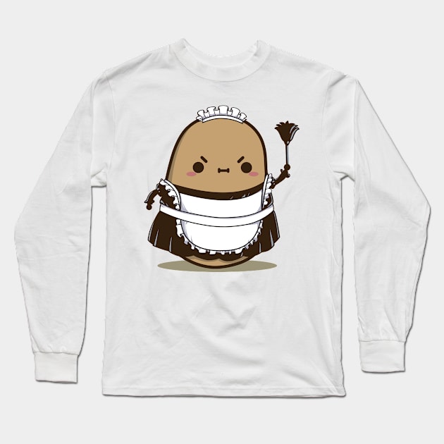 Cute Maid Potato Long Sleeve T-Shirt by clgtart